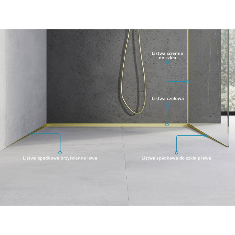 Mexen Line-B frontale douchebaklijst 130 cm, goud geborsteld - 185503130U