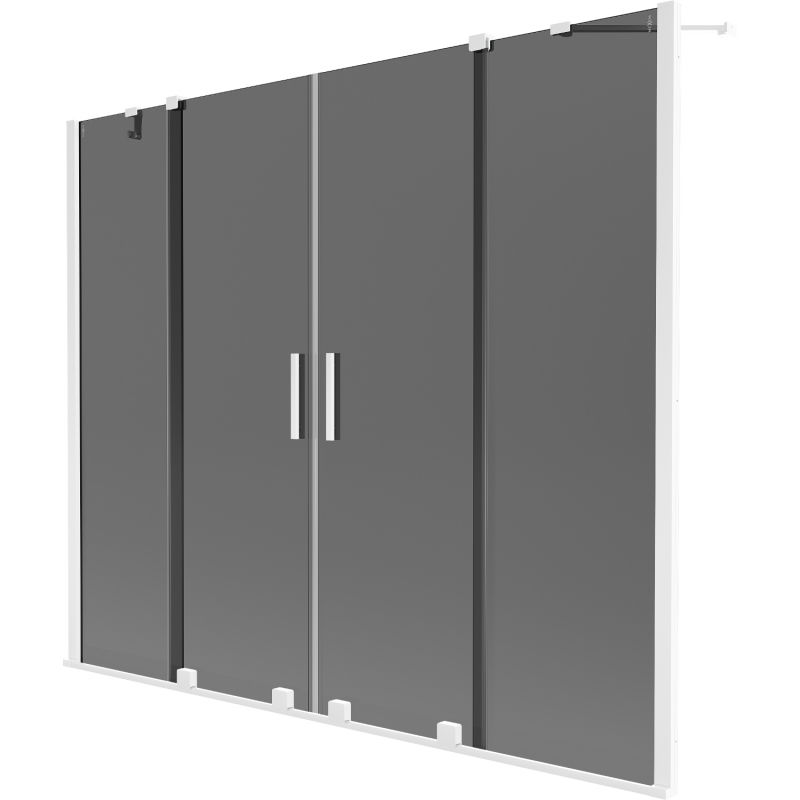 Mexen Velar Duo zweiflügelige, verschiebbare Badewannenabtrennung 170 x 150 cm, Graphit, Weiß - 896-170-000-42-20