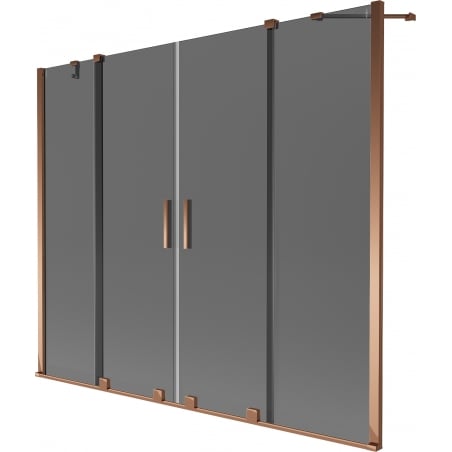 Mexen Velar Duo paravan za kadu s 2 klizna krila 170 x 150 cm, grafit, ružičasto zlato - 896-170-000-42-60