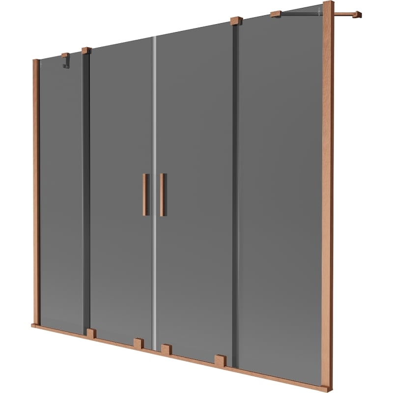 Mexen Velar Duo 2-panel sliding bath screen 170 x 150 cm, graphite, brushed copper - 896-170-000-42-65