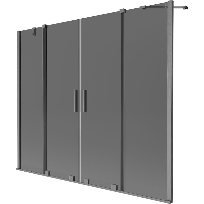 Mexen Velar Duo Badewannenabtrennung 2-flügelig, 170 x 150 cm, grafit, gebürstetes Gun Gray - 896-170-000-42-66