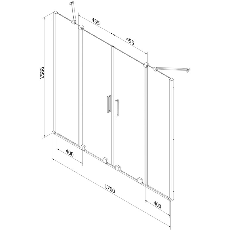 Mexen Velar Duo vannitoa paravan 2-osaline lükatav 170 x 150 cm, grafiit, hõbehall harjatud - 896-170-000-42-66