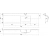 Mexen Otis lavabo encastré à droite 161 x 46,5 cm, blanc brillant - 25181600P