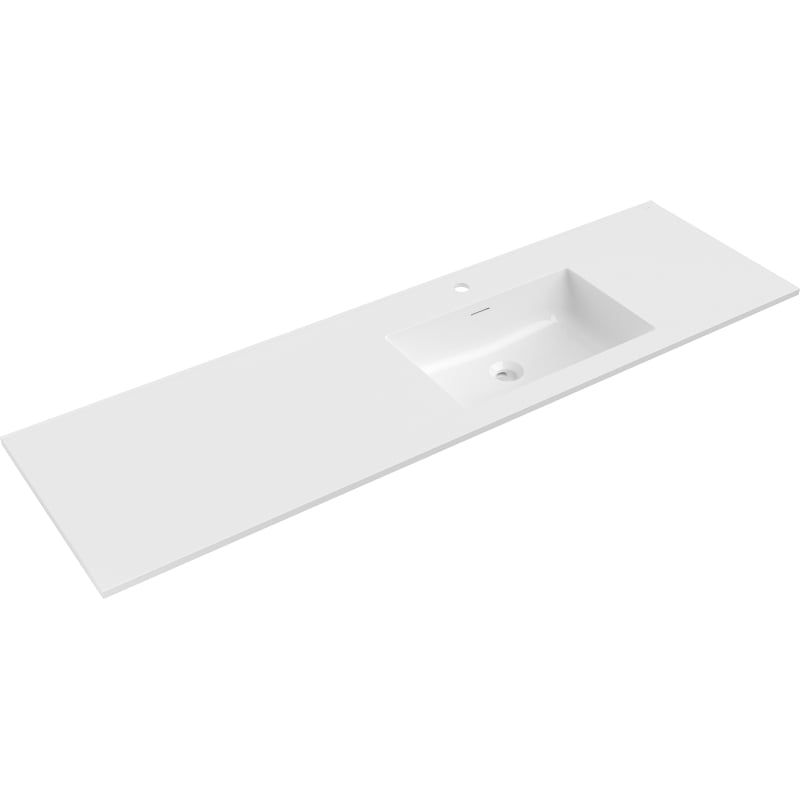 Mexen Otis lavabo empotrado en encimera derecho 161 x 46,5 cm, blanco brillo - 25181600P