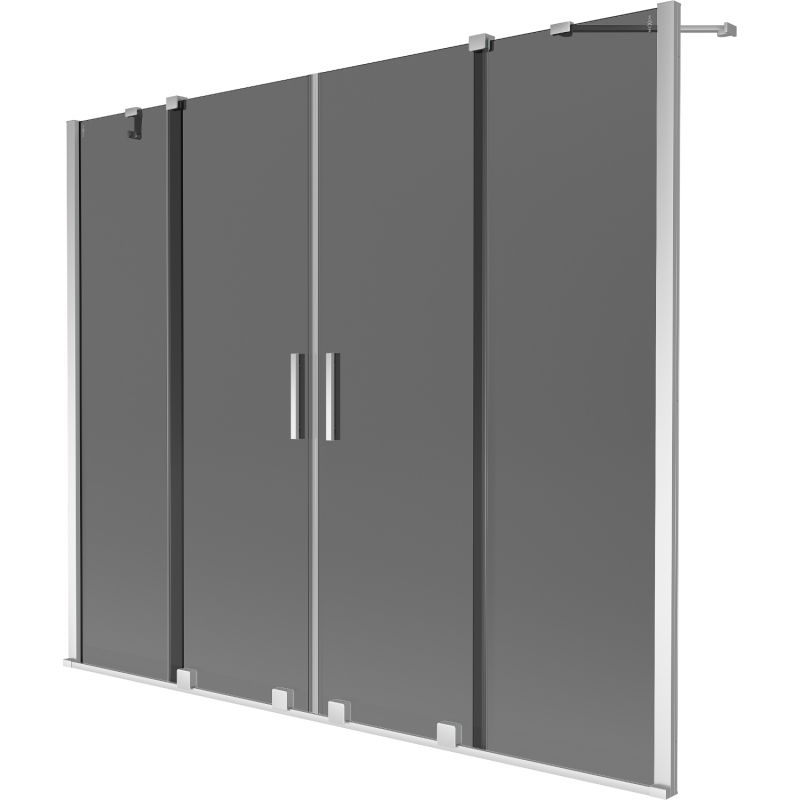 Mexen Velar Duo Badewannen-Duschwand 2-flügelig, verschiebbar 190 x 150 cm, graphit, chrom - 896-190-000-42-01