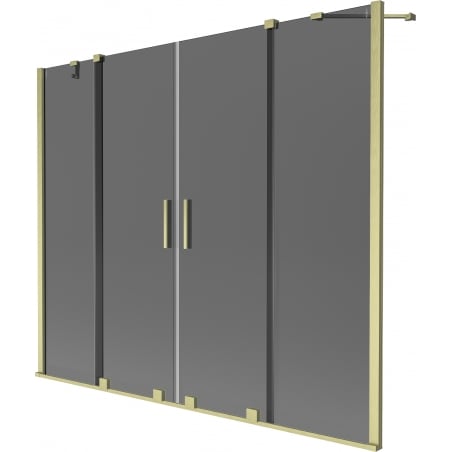 Mexen Velar Duo dvokrilni klizni paravan za kadu 190 x 150 cm, grafit, brušeno zlato - 896-190-000-42-55