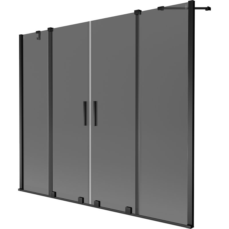 Mexen Velar Duo Badewannenfaltwand, 2-flügelig, verschiebbar, 190 x 150 cm, grafit, schwarz - 896-190-000-42-70