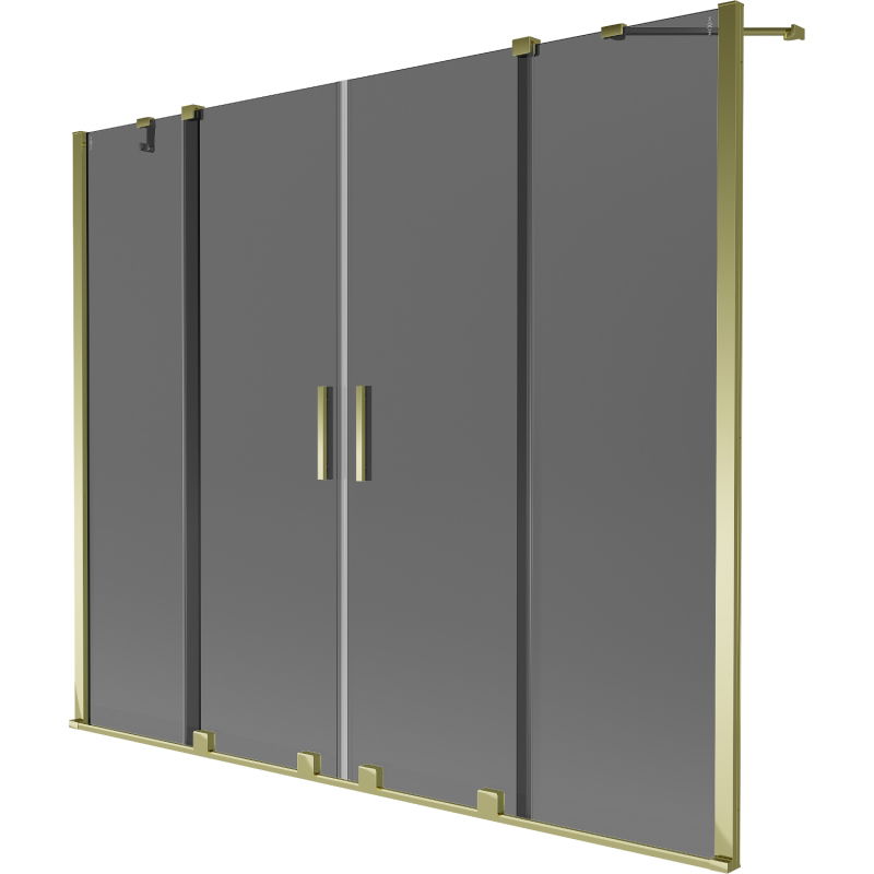 Mexen Velar Duo Badewannenfaltwand 2-flügelig verschiebbar 200 x 150 cm, Graphit, Gold - 896-200-000-42-50