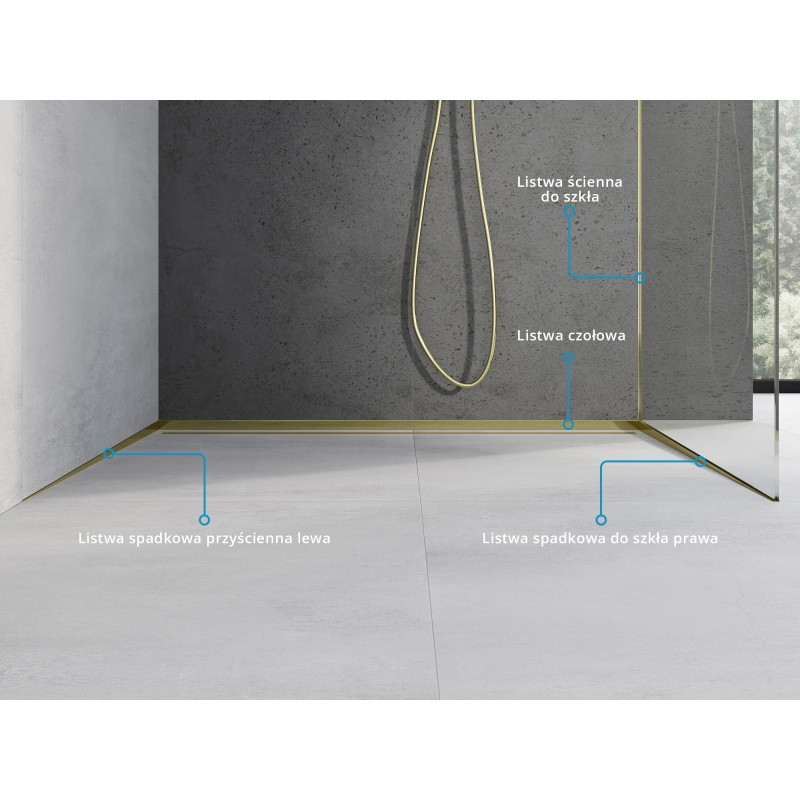 Mexen Line-B lutande trimlist för glas 120 cm höger, guld - 185004120R