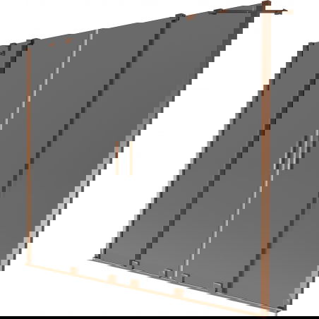 Mexen Velar Ντουζιέρα Duo 2-φτερά συρόμενη 200 x 150 cm, γραφίτης, ροζ χρυσό