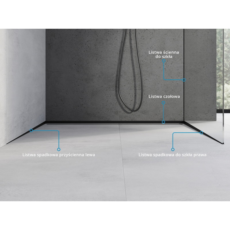 Mexen Line-B ραβδωτή μπάρα για γυαλί 120 cm δεξιά, μαύρη - 187004120R