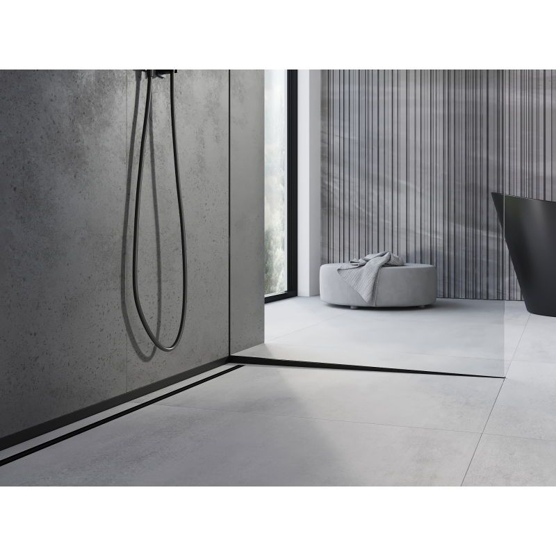 Mexen Line-B shower threshold for glass 180 cm right, black - 187004180R