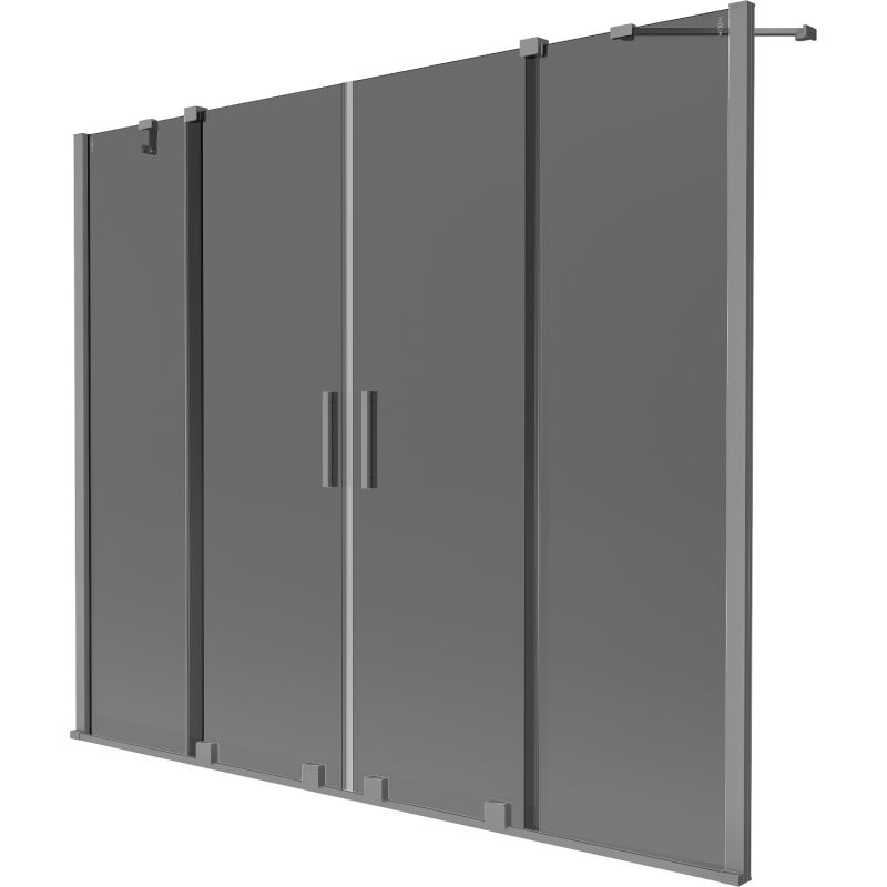 Mexen Velar Duo Badewannenabtrennung 2-flügelig verschiebbar 200 x 150 cm, Graphit, Gun Metal - 896-200-000-42-95