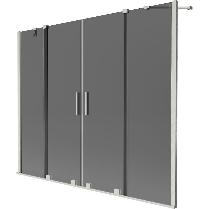 Mexen Velar Duo Badewannenabtrennung 2-flügelig verschiebbar 200 x 150 cm, Graphit, Gebürstetes Nickel - 896-200-000-42-97