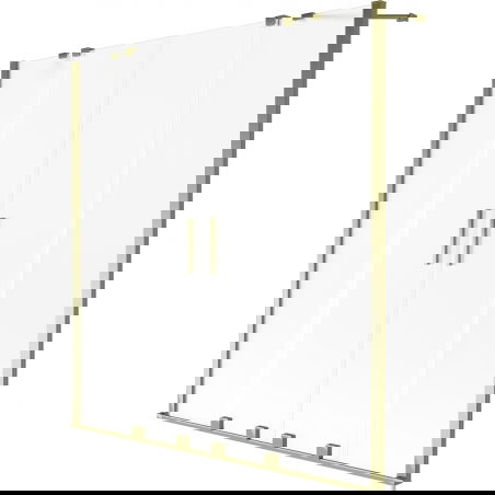 Mexen Velar Duo badkarskärm, 2-delad skjutbar 140 x 150 cm, frostat, guld - 896-140-000-32-50