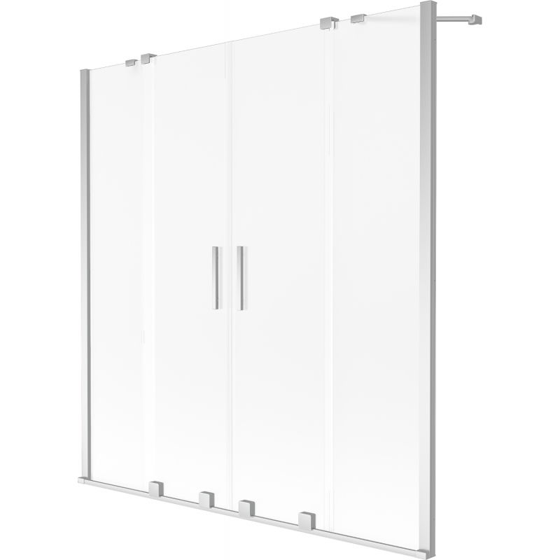 Mexen Velar Duo Badewannenfaltwand 2-flügelig verschiebbar 140 x 150 cm, Milchglas, Chrom - 896-140-000-32-01