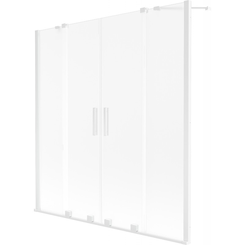 Mexen Velar Duo parawan nawannowy 2-skrzydłowy rozsuwany 140 x 150 cm, szron, biały - 896-140-000-32-20
