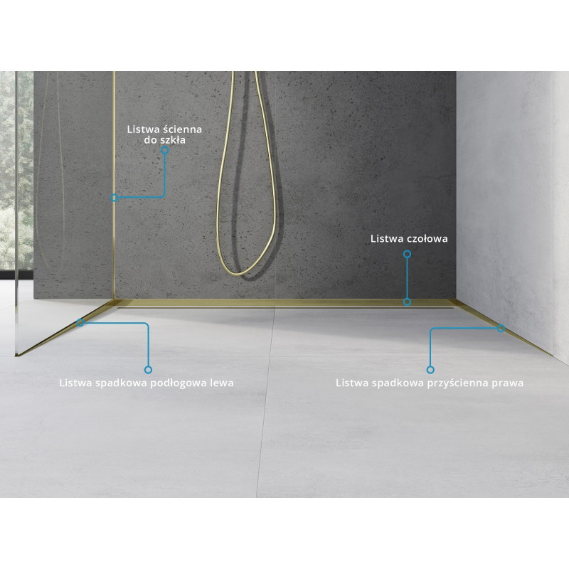 Mexen Line-B moulure inclinée pour verre 180 cm gauche, or - 185004180L