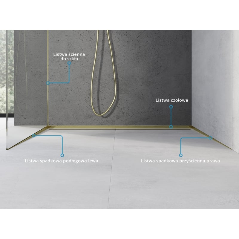 Mexen Line-B trilho inclinável para vidro 180 cm esquerdo, dourado - 185004180L