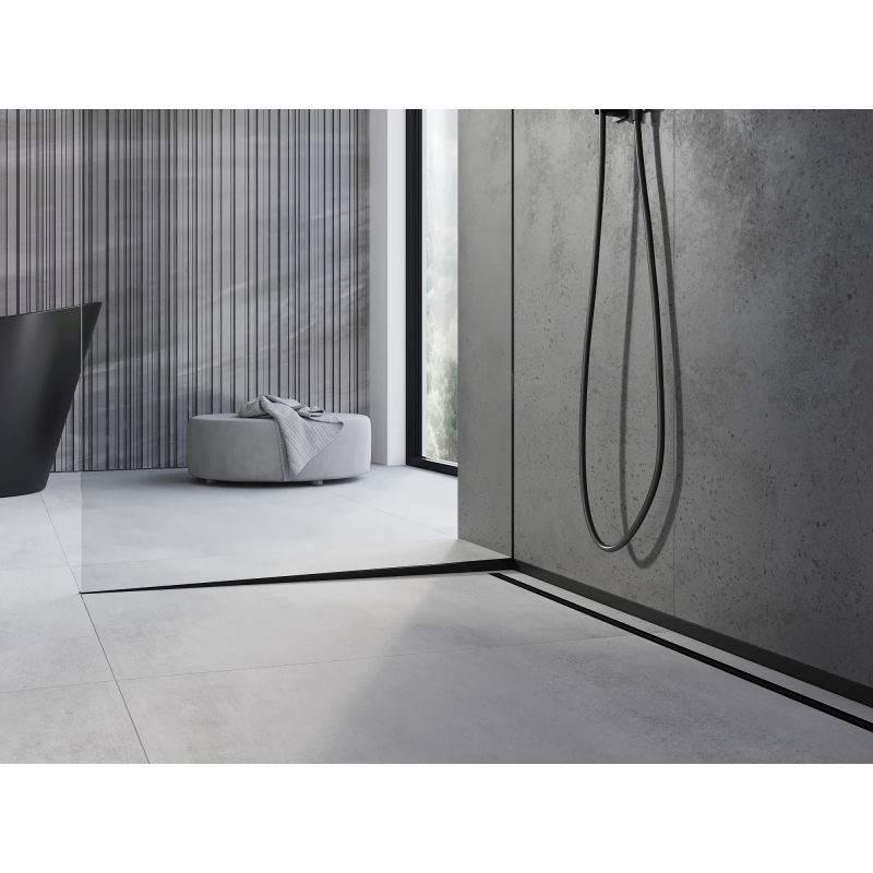 Mexen Line-B nedåtgående list för glas 120 cm vänster, svart - 187004120L