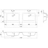 Mexen Otis Eingelassene Doppelwaschbecken 121 x 46,5 cm, weiß glanz - 25181200D
