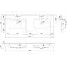 Mexen Otis lavabo encastré double 141 x 46,5 cm, blanc brillant - 25181400D