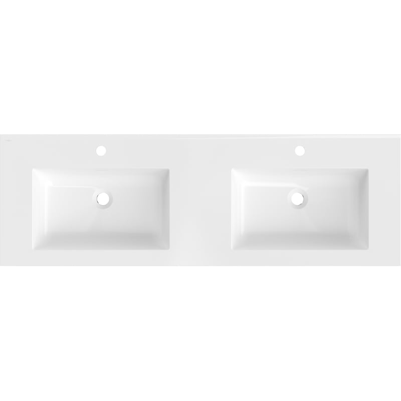 Mexen Otis double countertop sink 141 x 46.5 cm, white gloss - 25181400D