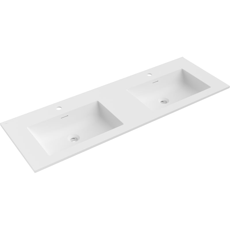 Mexen Otis Doppelwaschbecken eingelassen in die Arbeitsplatte 141 x 46,5 cm, weiß matt - 25181401D