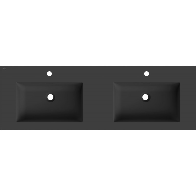 Mexen Otis umywalka wpuszczana w blat podwójna 141 x 46,5 cm, czarna mat - 25181471D