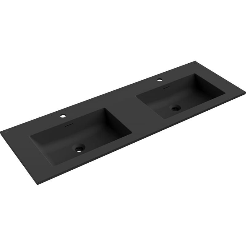 Mexen Otis Doppelwaschbecken zur Arbeitsplattenmontage 141 x 46,5 cm, schwarz matt - 25181471D