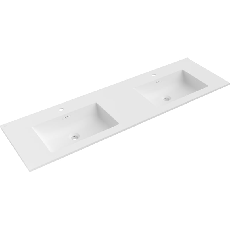 Mexen Otis lavabo empotrado en encimera doble 161 x 46,5 cm, blanco mate - 25181601D