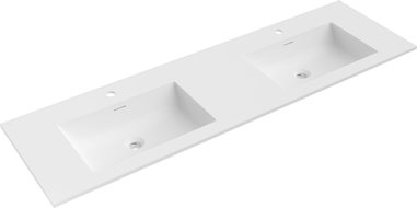 Mexen Otis lavandino incassato nel piano d'appoggio doppio 161 x 46,5 cm, bianco opaco - 25181601D