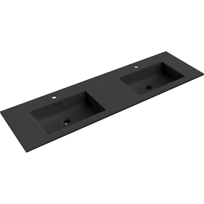 Mexen Otis Doppelte Einbauwaschbecken zur Arbeitsplatte 161 x 46,5 cm, Schwarz Matt - 25181671D