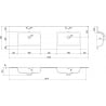 Mexen Otis Doppelte Einbauwaschbecken zur Arbeitsplatte 161 x 46,5 cm, Schwarz Matt - 25181671D