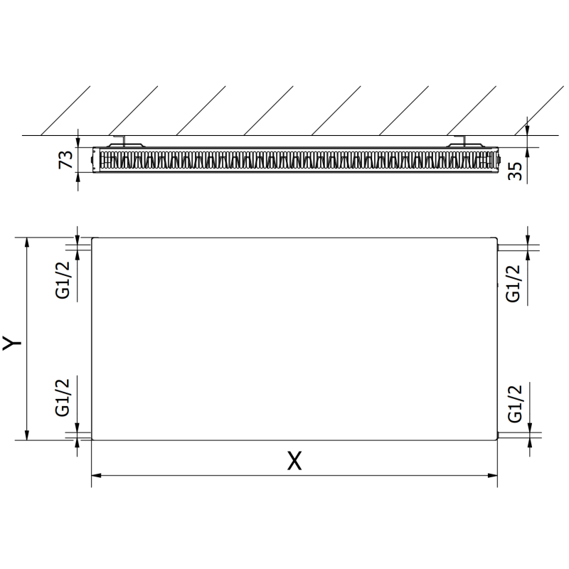 Mexen Flat CF21 Plattenheizkörper 400 x 500 mm, seitlicher Anschluss, 397 W, weiß - W421F-040-050-00
