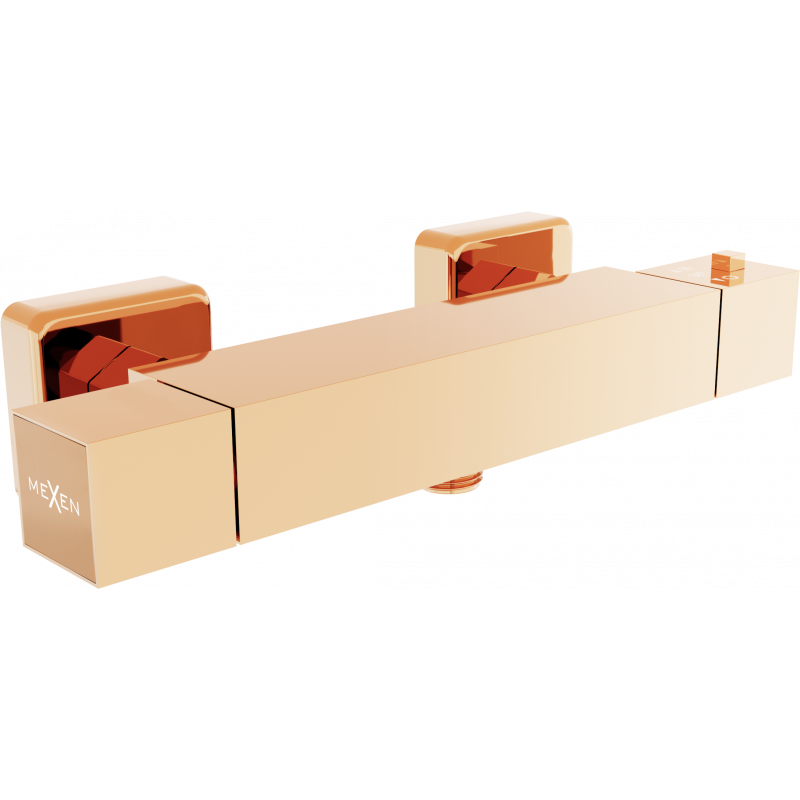 Mexen Cube thermostatic shower mixer, rose gold - 77200-60