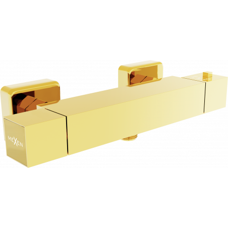 Mexen Cube thermostatic shower tap, gold - 77200-50