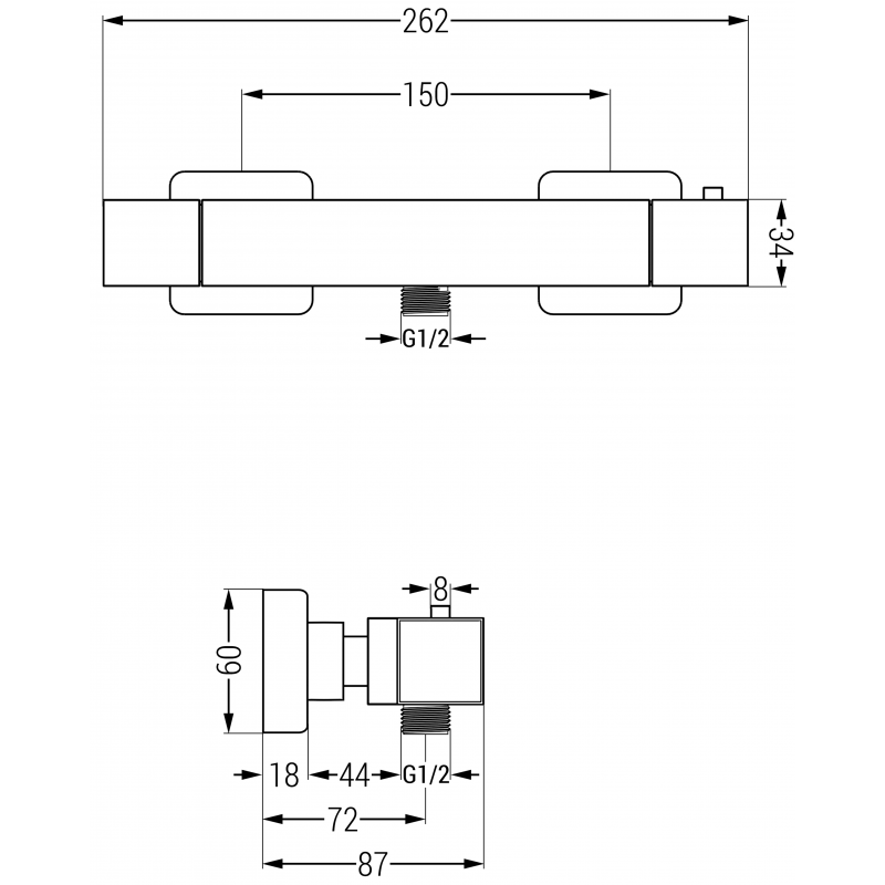 Mexen Cube thermostatesch Duscharmatur, schwaarz - 77200-70