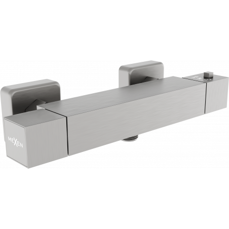 Mexen Cube miscelatore doccia termostatico, gun gray spazzolato - 77200-66