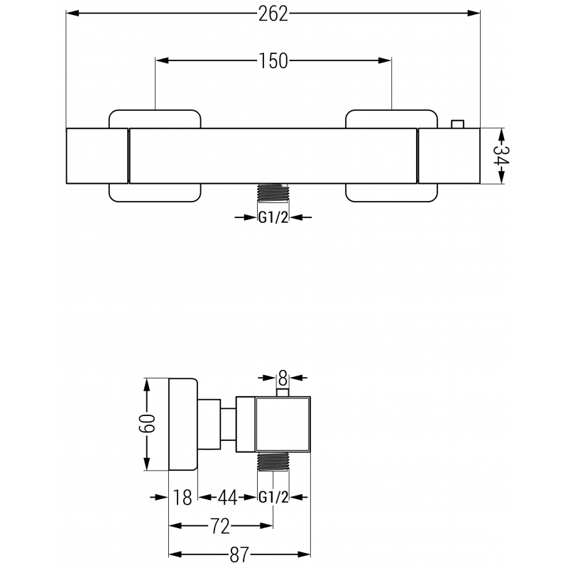 Mexen Cube Thermostat Duscharmatur, Graphit - 77200-66
