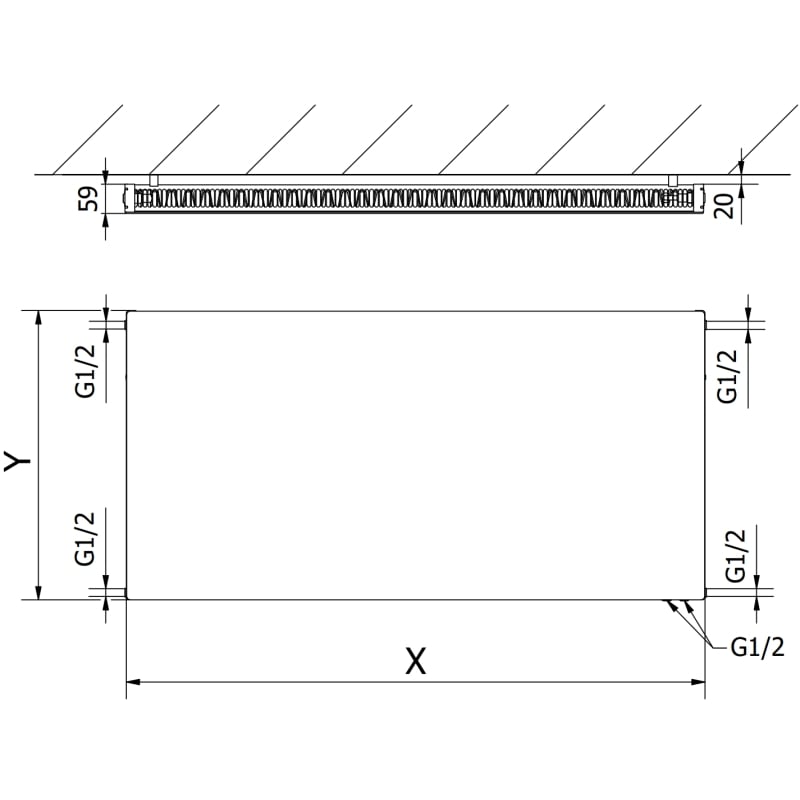 Mexen Flat CVF11 plate radiator 400 x 900 mm, bottom connection, 499 W, white - W611F-040-090-00
