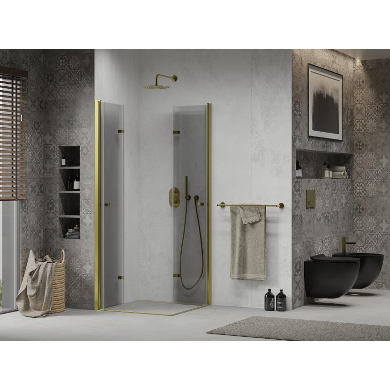 Mexen Lima Duo Folding Shower Enclosure 90 x 90 cm, Transparent, Gold - 856-090-090-50-00-02