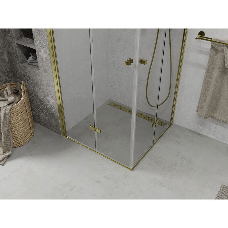 Mexen Lima Duo cabina doccia pieghevole 100 x 100 cm, trasparente, oro - 856-100-100-50-00-02