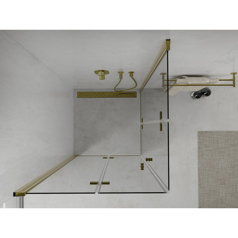 Mexen Lima Duo volditav dušinurk 100 x 100 cm, läbipaistev, kuldne - 856-100-100-50-00-02