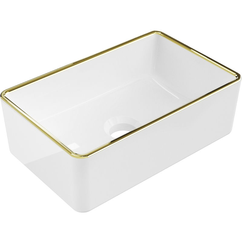 Mexen Nadia lavatório de bancada 36 x 23 cm, branco/dourado - 21613605