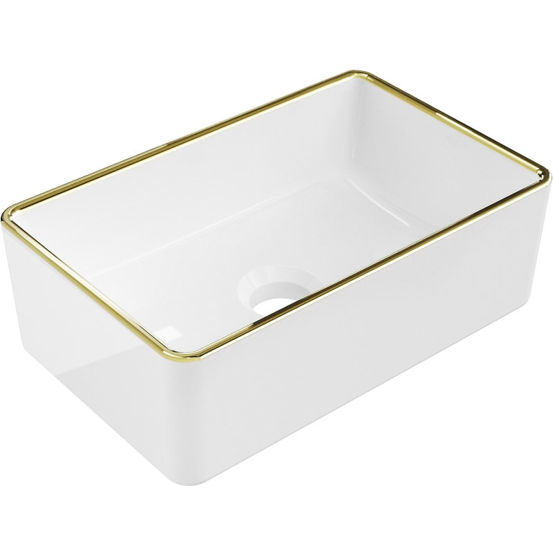 Mexen Nadia Umywalka fir d’Iwwerfläch 36 x 23 cm, wäiss/gëllene Rand - 21613605