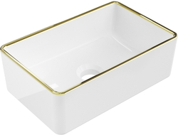 Mexen Nadia countertop washbasin 36 x 23 cm, white/gold rim - 21613605