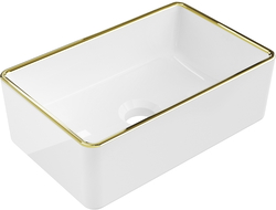 Mexen Nadia lavatório de bancada 36 x 23 cm, branco/dourado - 21613605