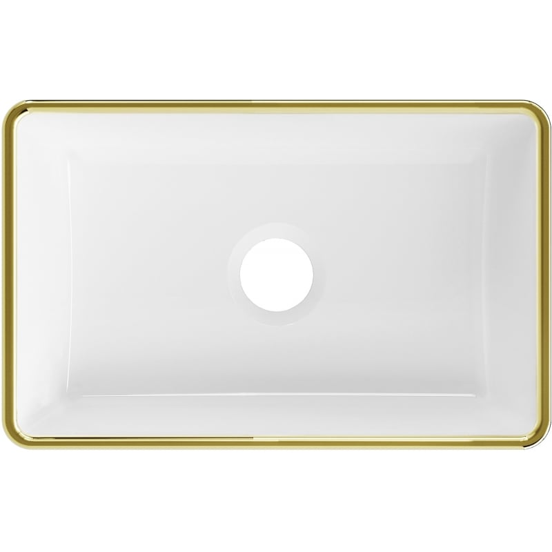 Mexen Nadia pöytätason pesuallas 36 x 23 cm, valkoinen/kultainen reuna - 21613605