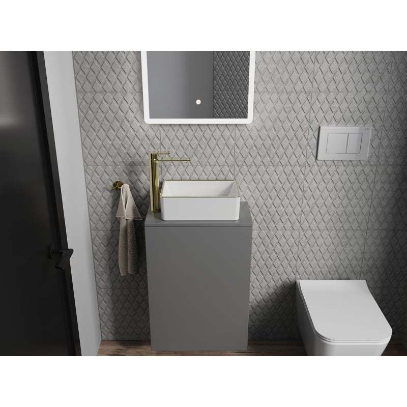 Mexen Nadia pöytätason pesuallas 36 x 23 cm, valkoinen/kultainen reuna - 21613605